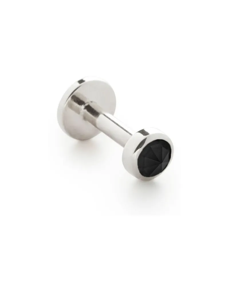 Monica Vinader 14kt Mini Gem Weißgoldohrring mit Onyx - Silber Silber