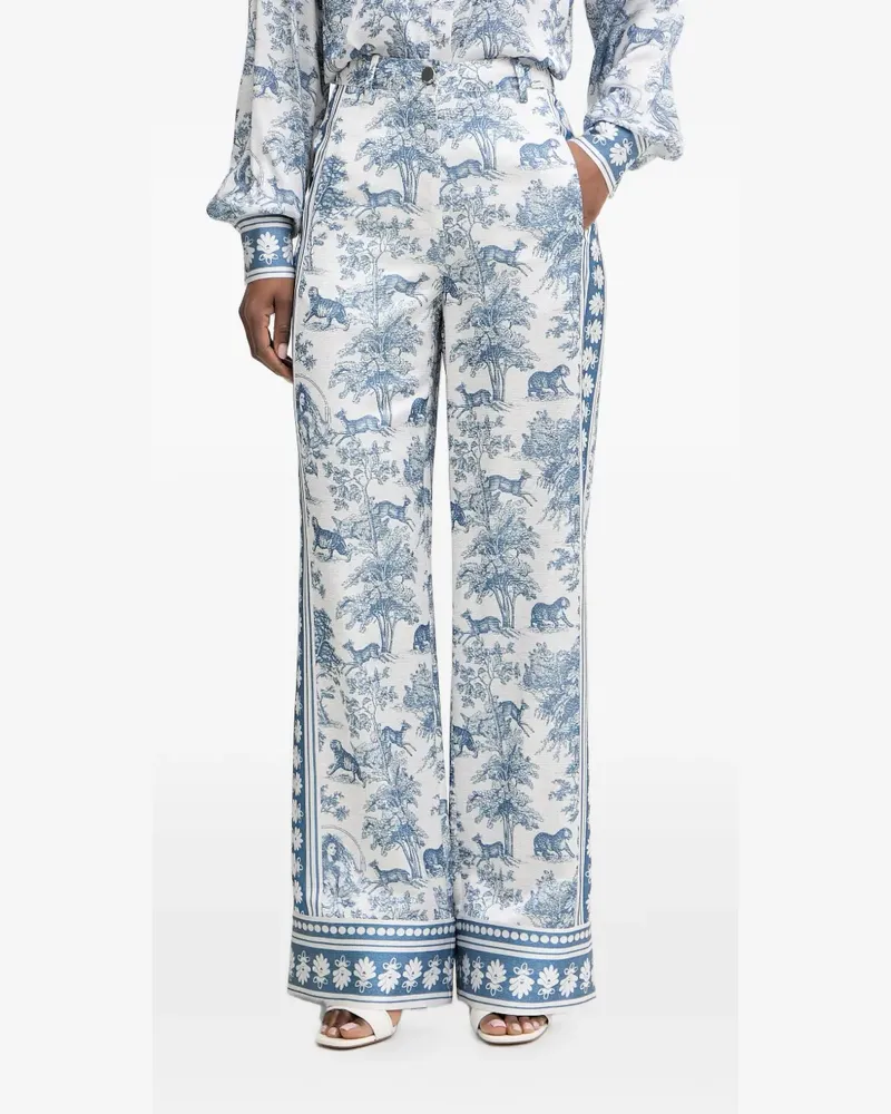 Fracomina toile de Jouy-print palazzo pants - Weiß Weiß