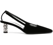 Slingback-Pumps aus Samt - Schwarz