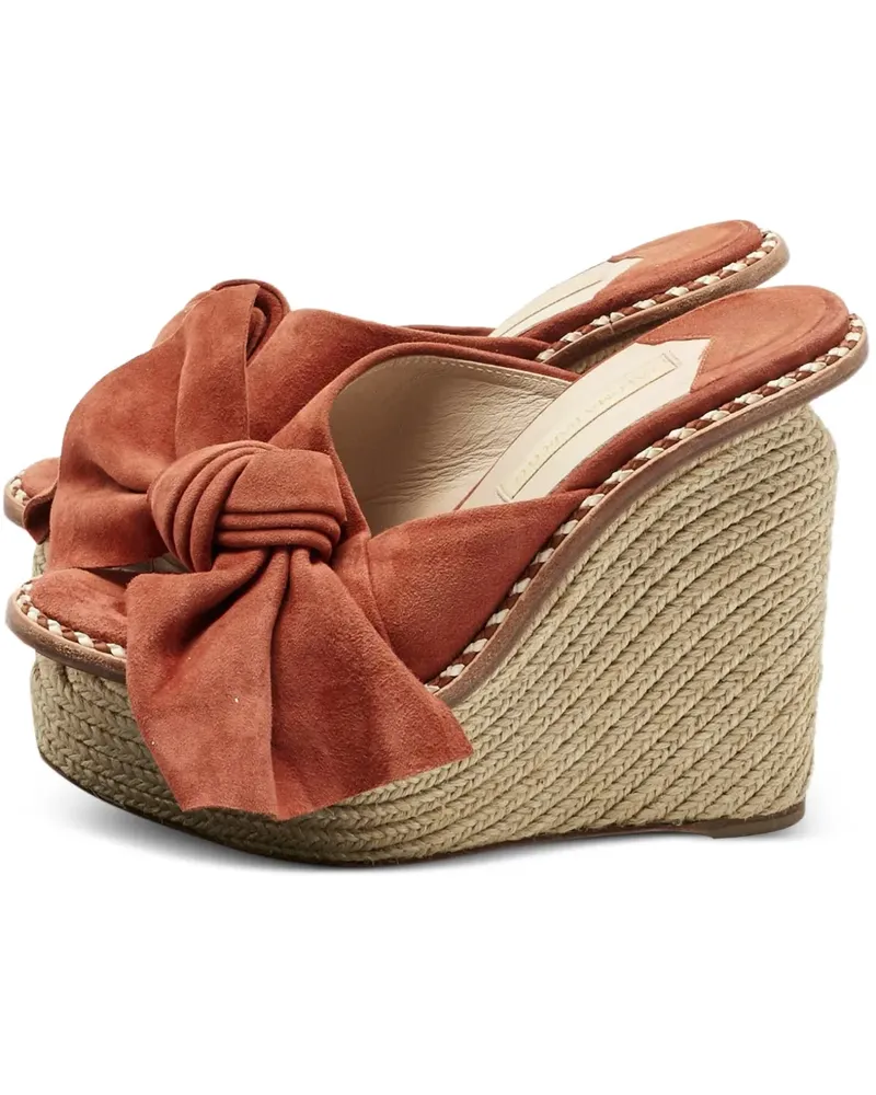 Paloma Barceló suede bow wedge espadrille - Orange Orange