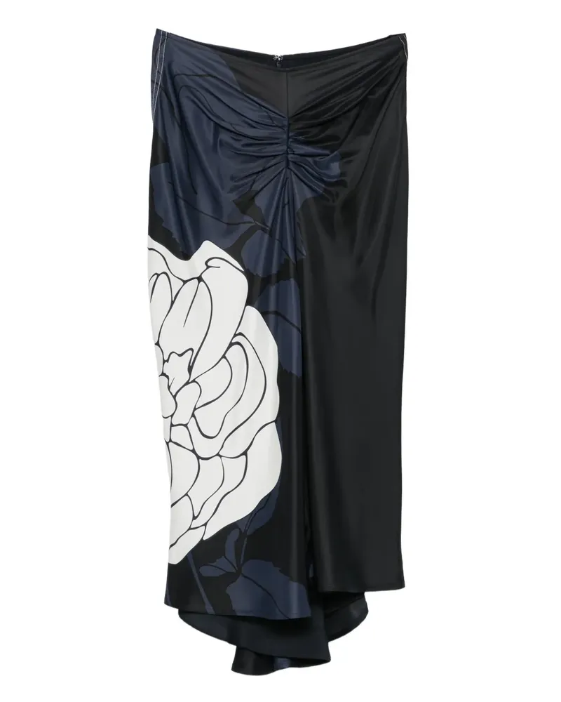 Victoria Beckham floral-print midi skirt - Schwarz Schwarz