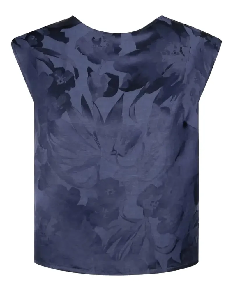 Glanshirt Oberteil mit Blumen-Print - Blau Blau
