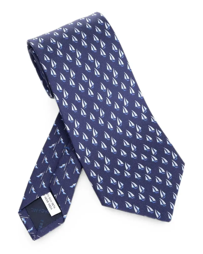 Ferragamo sailboat-print tie - Blau Blau