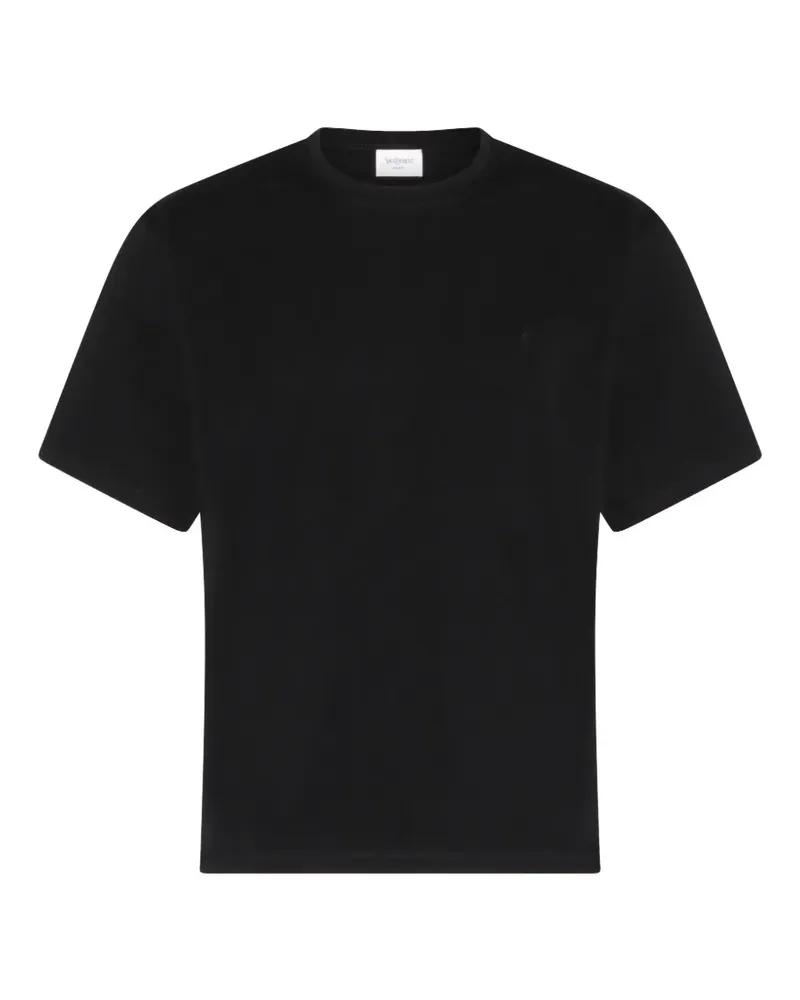 Saint Laurent logo-embroidered T-shirt - Schwarz Schwarz