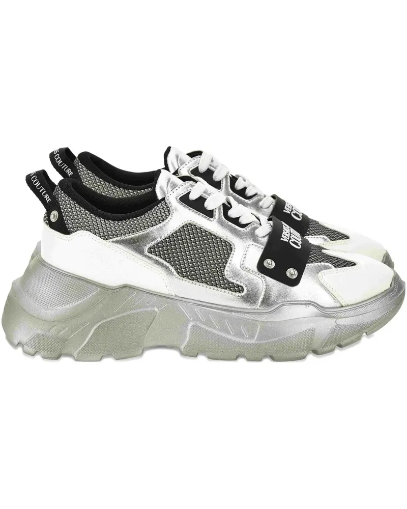 Versace Jeans Mesh-Sneakers mit Metallic-Einsatz - Weiß Weiß