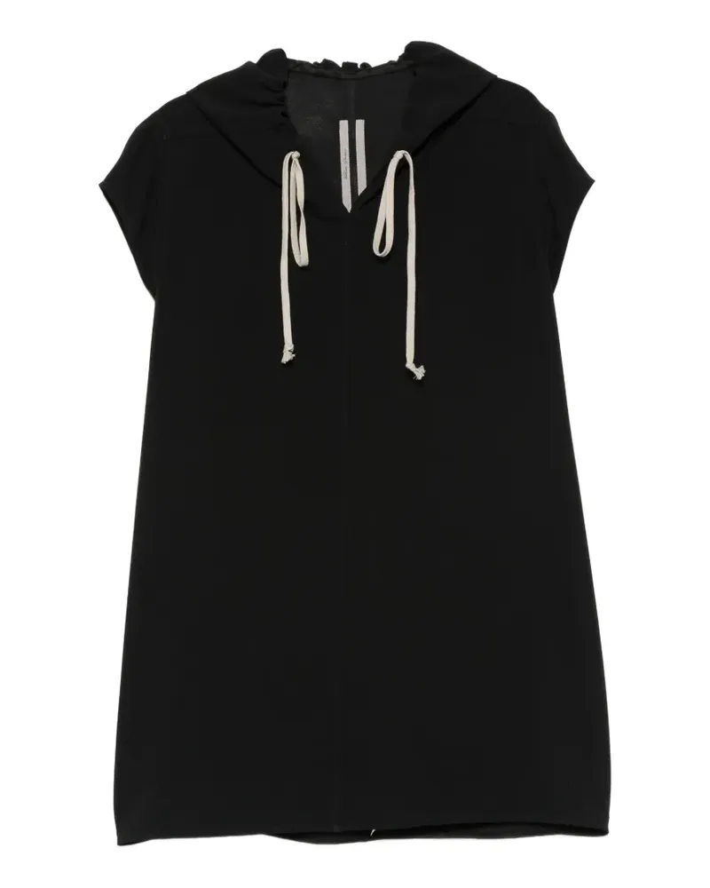Rick Owens Kapuzen-Minikleid mit Kordelzug - Schwarz Schwarz