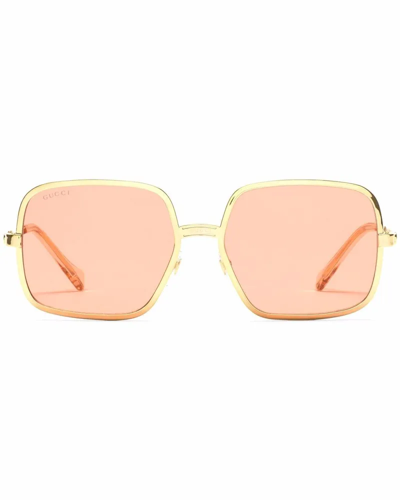 Gucci Eckige Sonnenbrille im Oversized-Look - Rot Rot