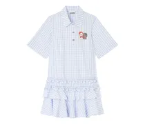 Gerüschtes Minikleid mit Vichy-Karo - Blau