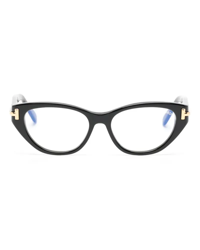 Tom Ford Goldfarbene Cat-Eye-Brille - Schwarz Schwarz