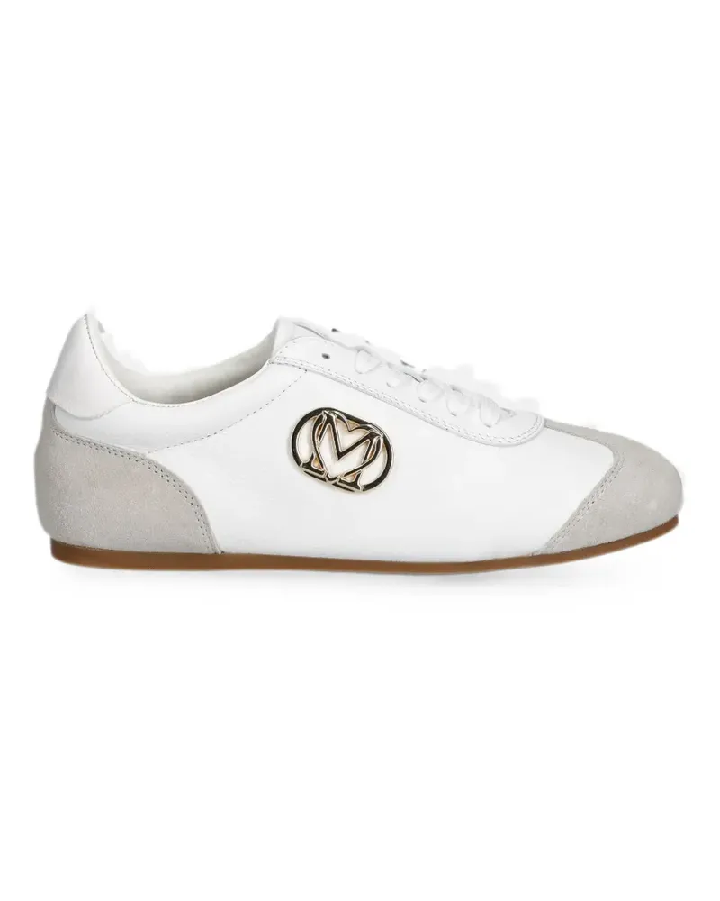 Moschino logo-plaque suede-panel sneakers - Weiß Weiß