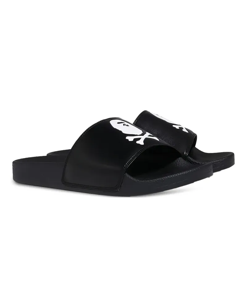 BAPE Flache Crossbone Pantoletten - Schwarz Schwarz