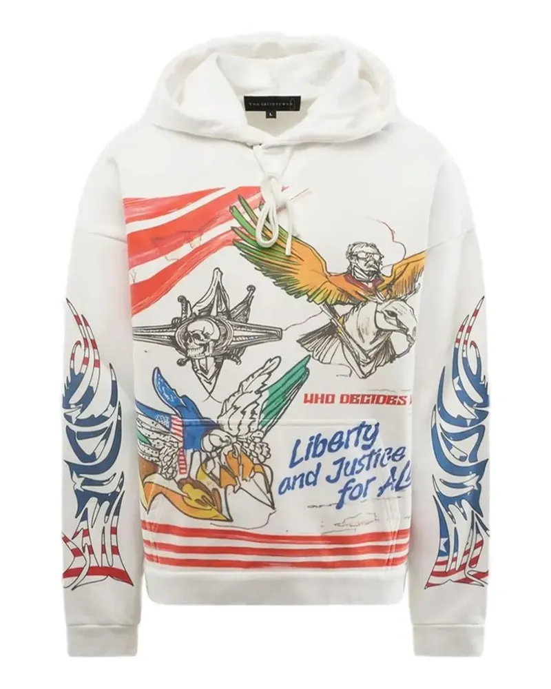 WHO DECIDES WAR Hoodie mit grafischem Print - Weiß Weiß
