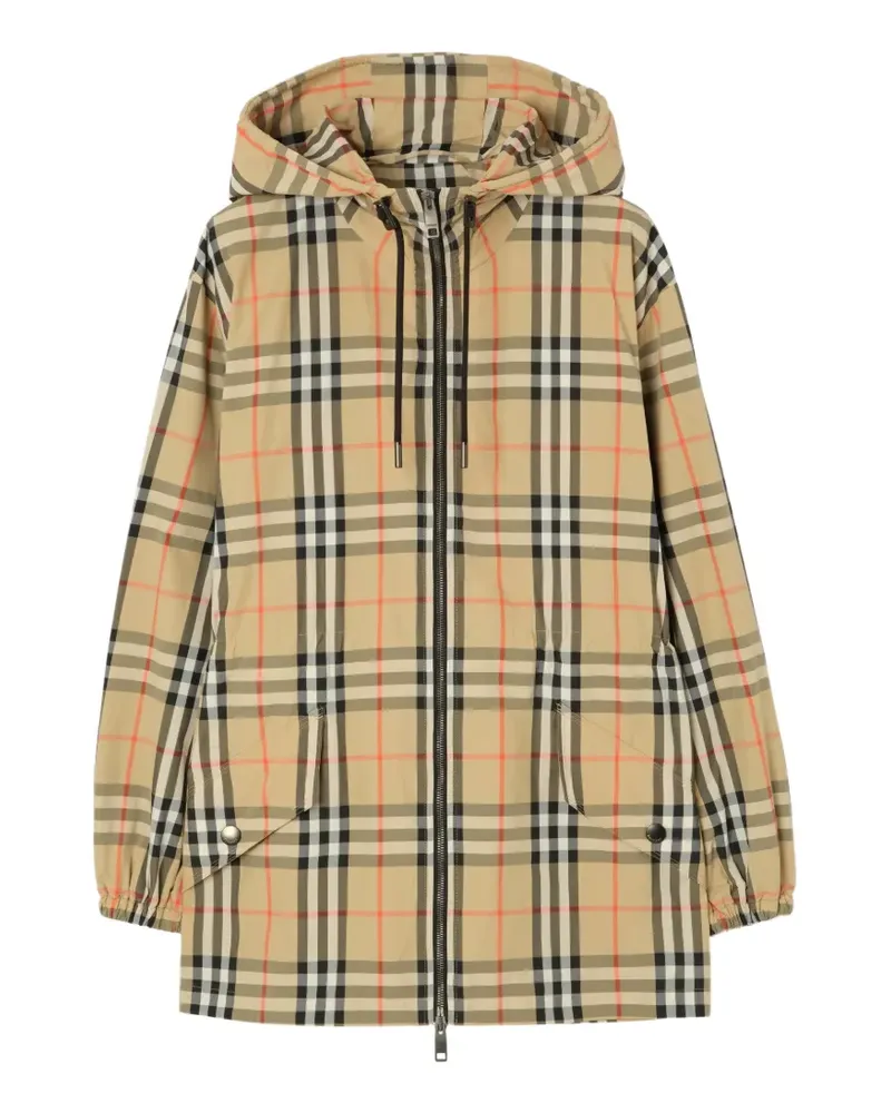 Burberry Check Kapuzenjacke aus Nylon - Nude Nude