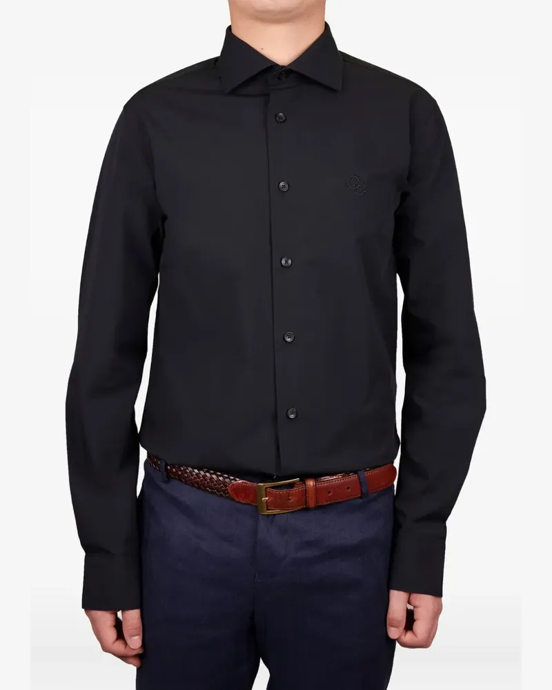 Roberto Cavalli Hemd mit Logo-Stickerei - Schwarz Schwarz