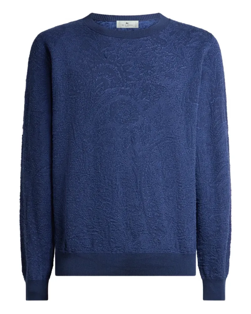 Etro floral paisley-motif cotton sweater - Blau Blau