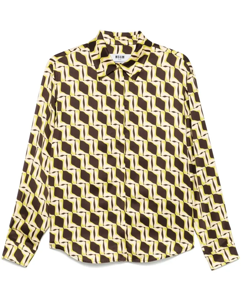 MSGM Hemd mit geometrischem Print - Nude Nude