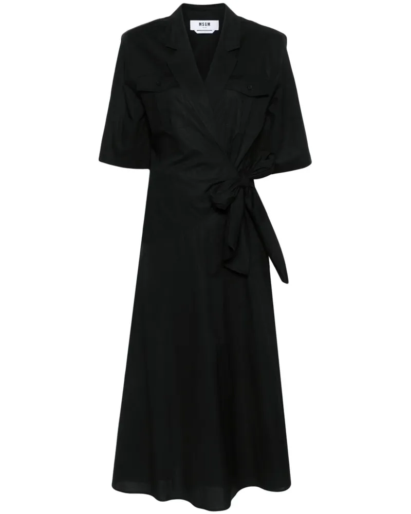 MSGM Midikleid in Wickeloptik - Schwarz Schwarz