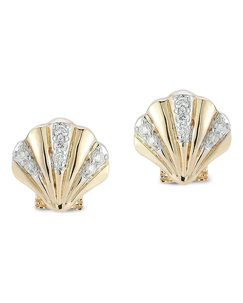 MATEO 14kt Shell Ohrringe mit Diamanten - Gold Gold