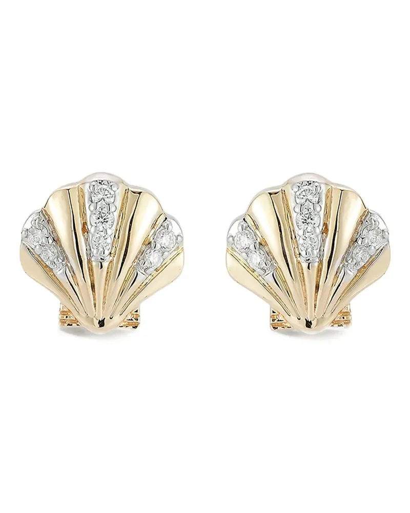 MATEO 14kt Shell Ohrringe mit Diamanten - Gold Gold