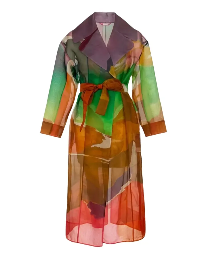 Ulla Johnson Novalie belted printed coat - Orange Orange