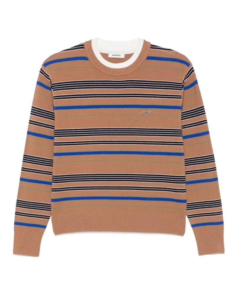 Sandro Gestreifter Pullover mit Logo - Braun Braun