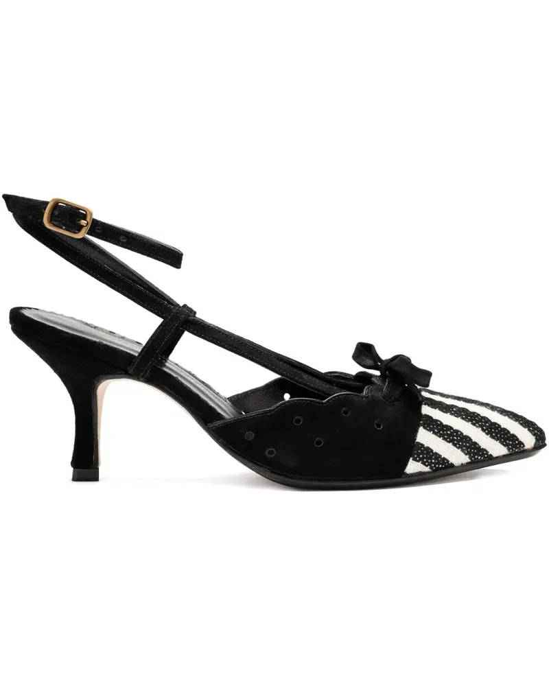 Sarah Chofakian Gestreifte Pumps mit Schleifendetail 55mm - Schwarz Schwarz
