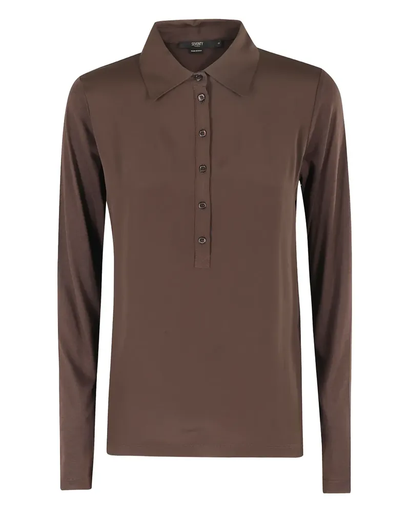 Seventy Langärmeliges Poloshirt - Braun Braun
