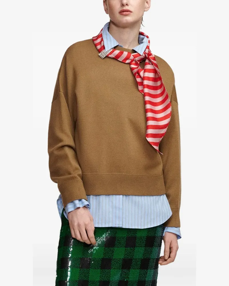 Essentiel Verzierter Pullover mit Schaldetail - Braun Braun