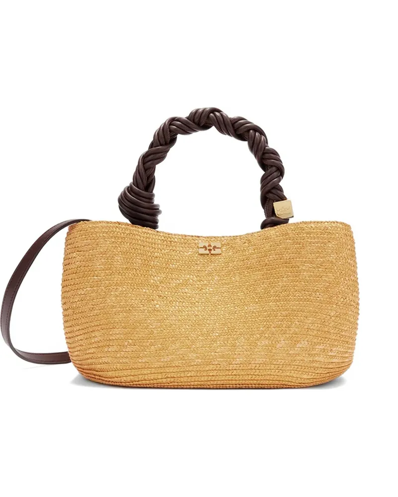 Ganni Kleine Bou Strohtasche - Nude Nude