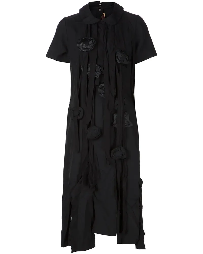 Comme des Garçons Hemdkleid mit Blumenapplikationen - Schwarz Schwarz