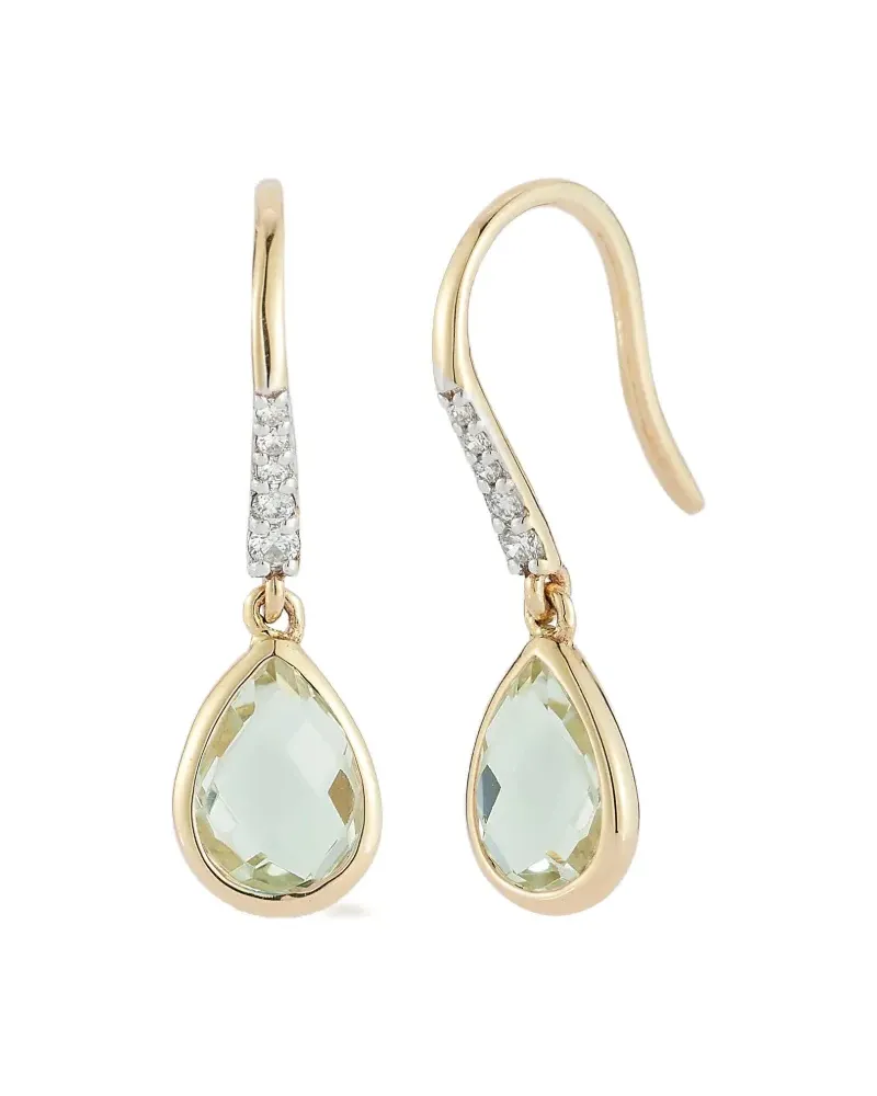 MATEO 14kt Gelbgold-Hängeohrringe mit Amethyst und Diamant Gold