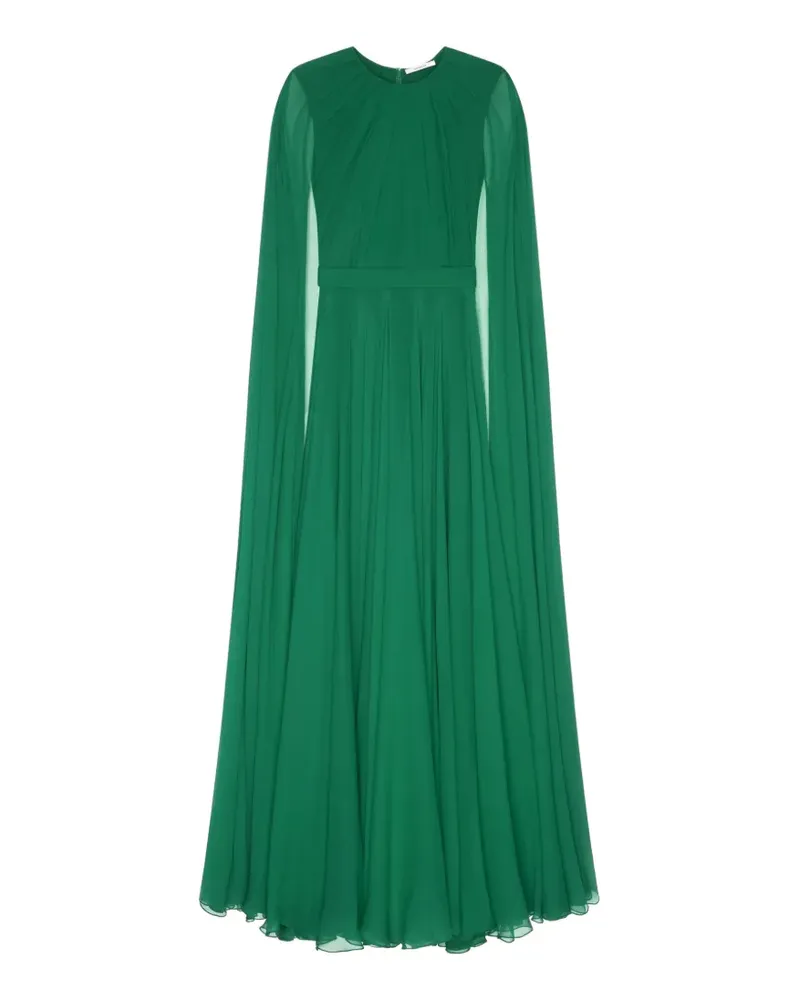 Givenchy Abendkleid aus Seidencrepon mit Cape - Grün Grün