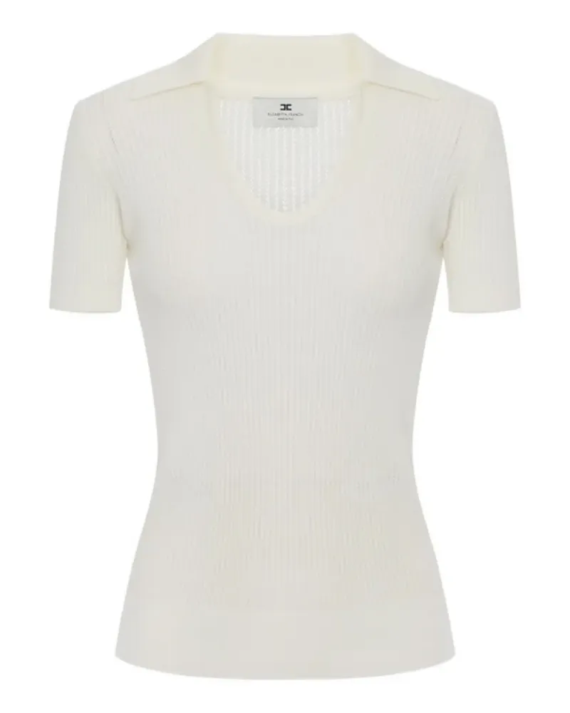 Elisabetta Franchi logo-patch short-sleeve polo top - Weiß Weiß