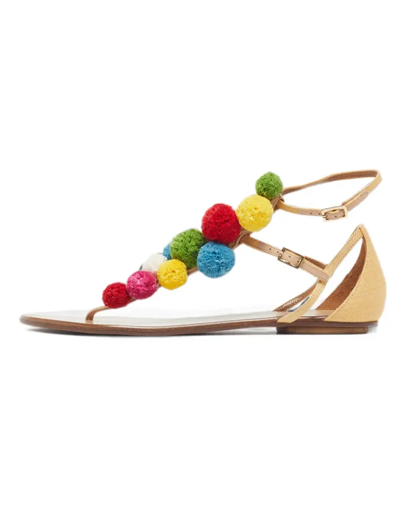 Aquazzura Tropicana Pom Pom Sandalen - Nude Nude