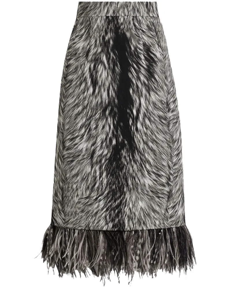 Dolce & Gabbana Rock aus Faux Fur mit Federbesatz - Grau Grau