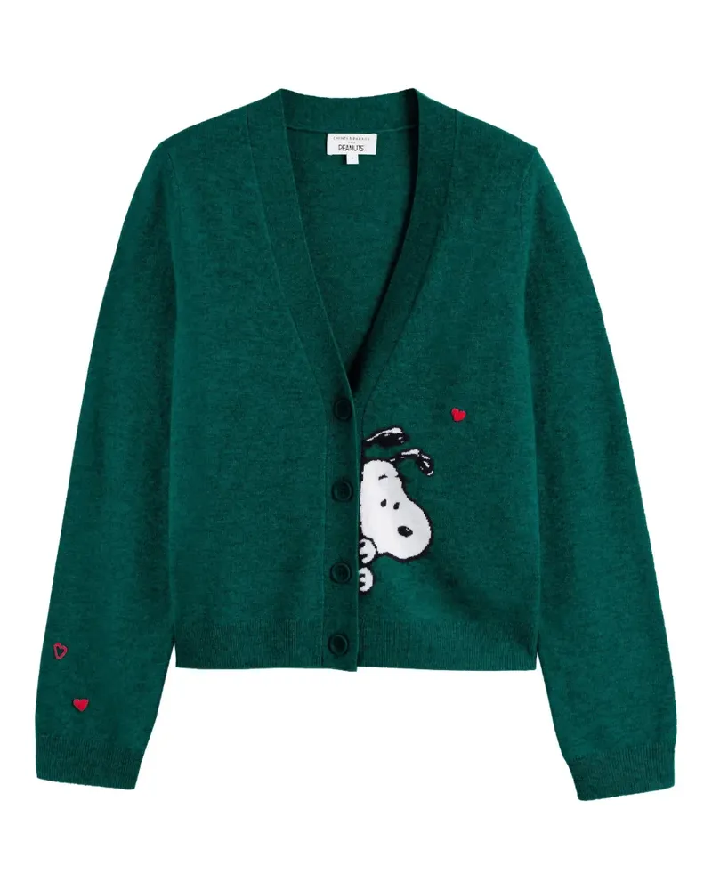 Chinti & Parker x Peanuts Cardigan mit Snoopy - Grün Grün