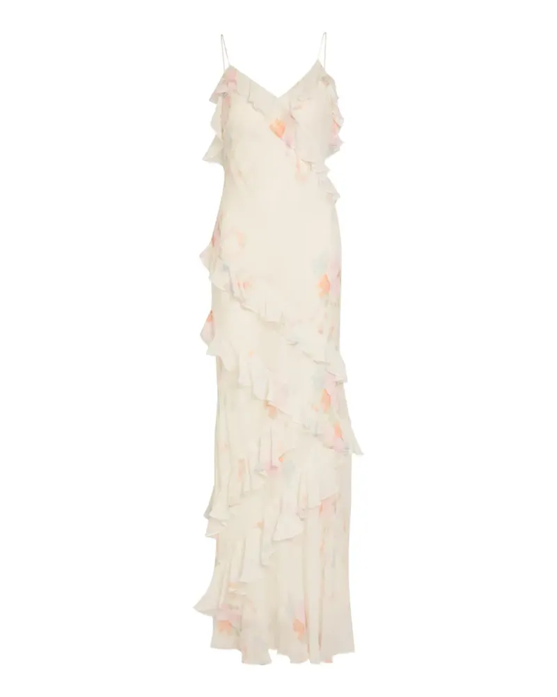 LoveShackFancy Rialto floral-print ruffled maxi dress - Nude Nude
