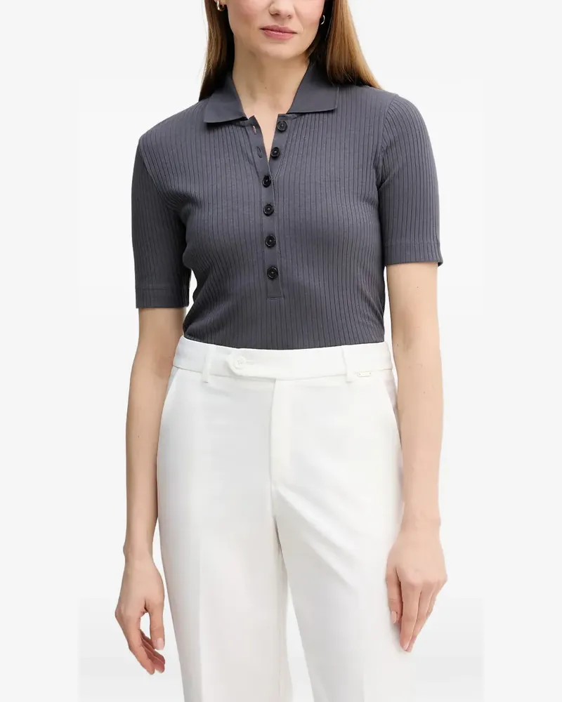 Marc O'Polo ribbed-knit polo shirt - Grau Grau