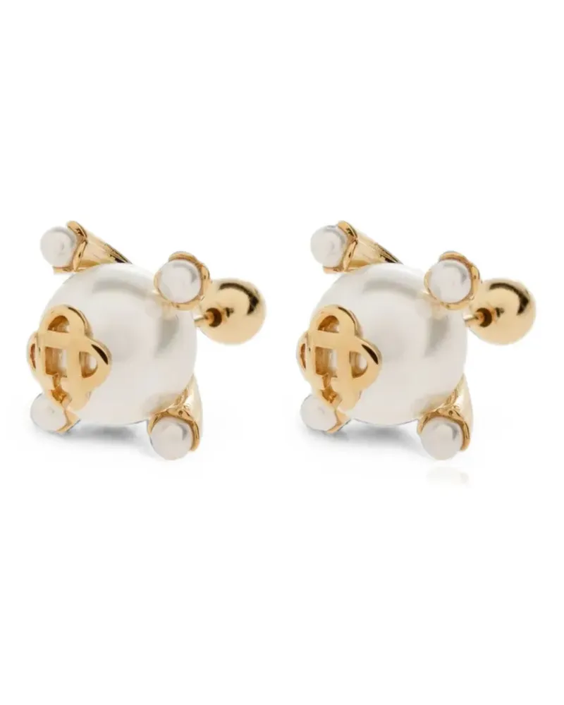 Casablanca Paris Lotus-plaque earrings - Gold Gold