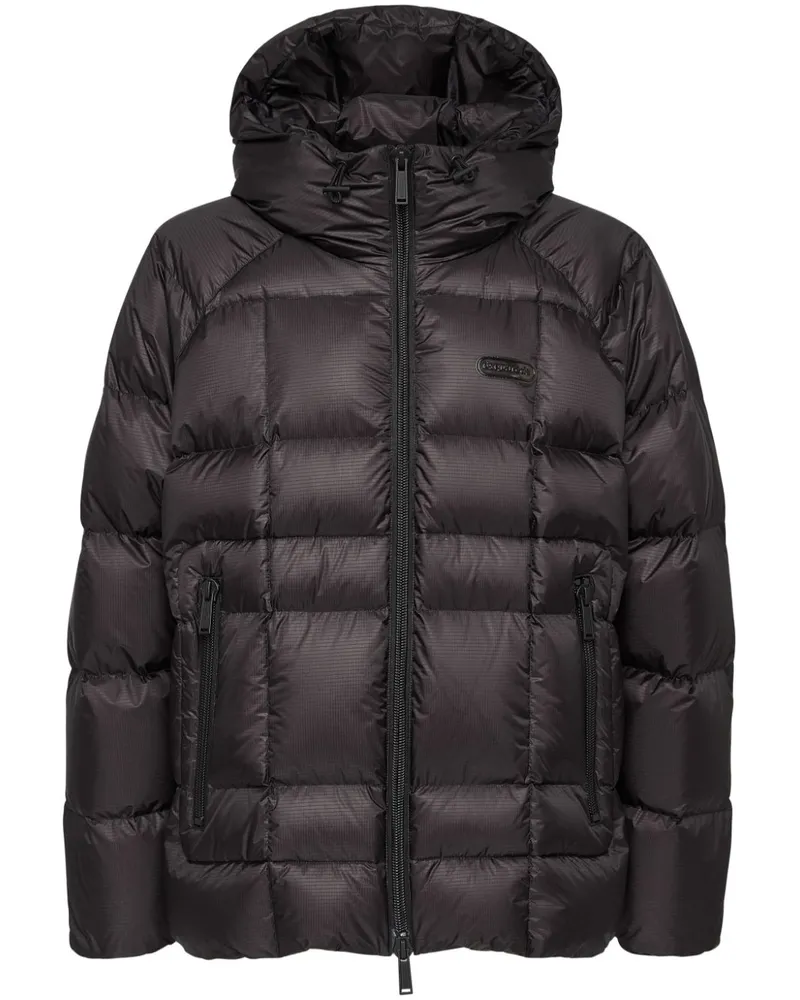 Dsquared2 Gefütterte Kapuzenjacke mit Logo-Patch - Schwarz Schwarz