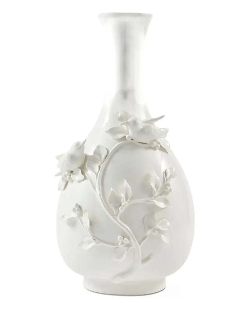 POLSPOTTEN Porzellanvase mit Vogelverzierung - Blau Blau