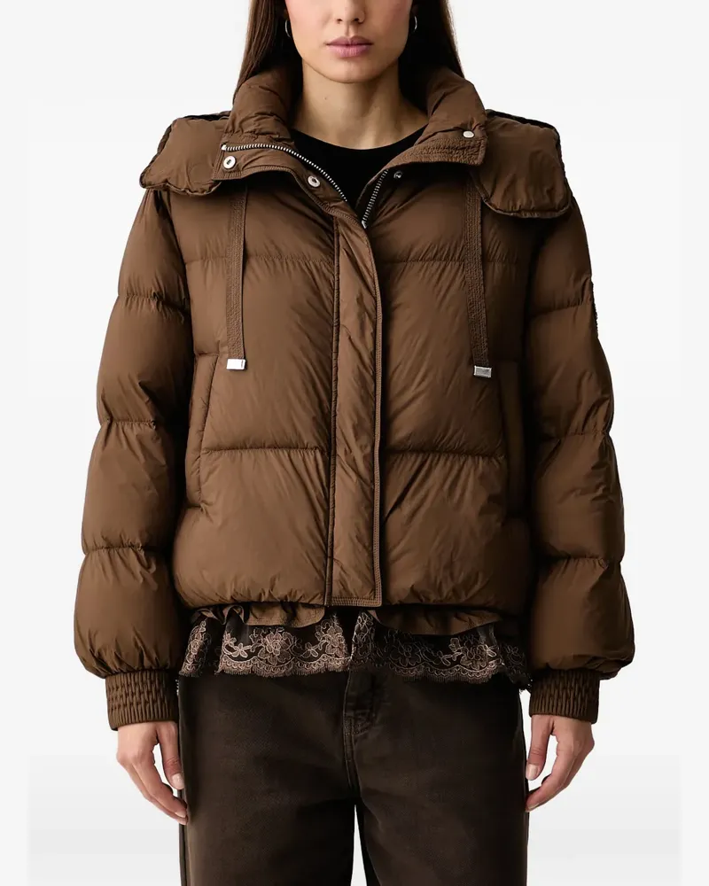 Ermanno Scervino Gesteppte Kapuzenjacke mit Spitzenbesatz - Braun Braun