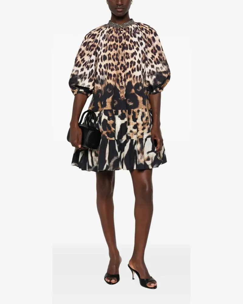 Camilla leopard-print tiered mini dress - Braun Braun
