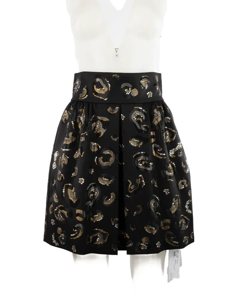 Genny crystal-embellished pleated skirt - Schwarz Schwarz