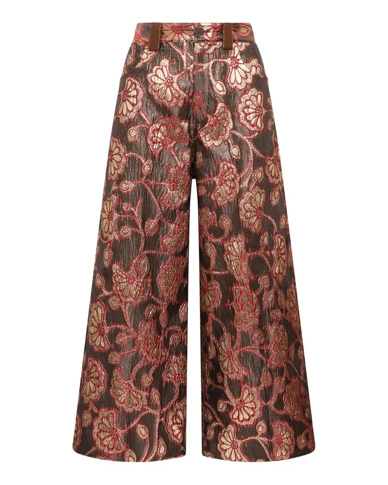 Maliparmi Gilded Garden jacquard wide-leg trousers - Braun Braun