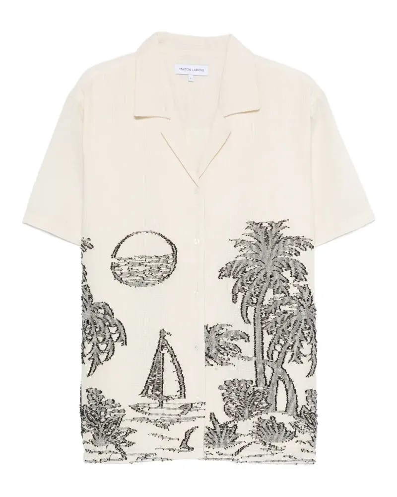 Maison Labiche tree-embroidered shirt - Nude Nude