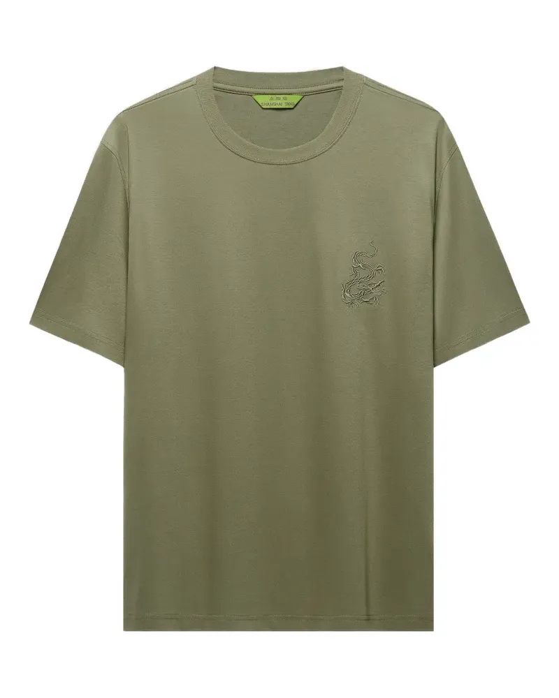 Shanghai Tang T-Shirt mit Drachenstickerei - Grün Grün