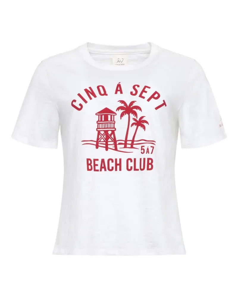 Cinq à Sept logo-print slub-texture T-shirt - Weiß Weiß