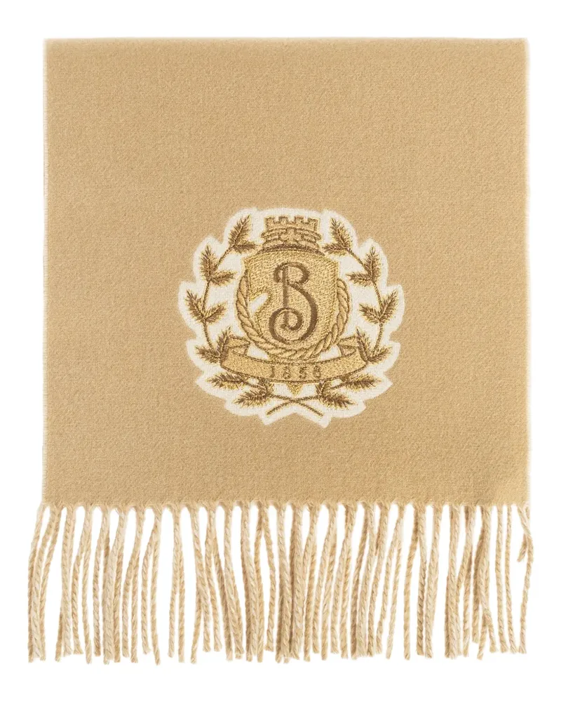 Burberry logo-crest fringed-hem scarf - Nude Nude