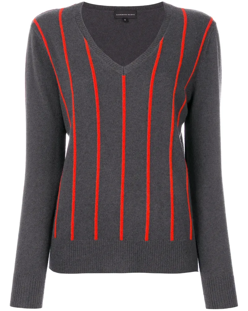Cashmere In Love Gestreifter 'Sanem' Kaschmirpullover - Grau Grau